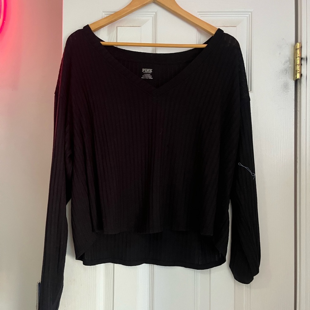 PINK Victoria's Secret Black V-Neck Blouse